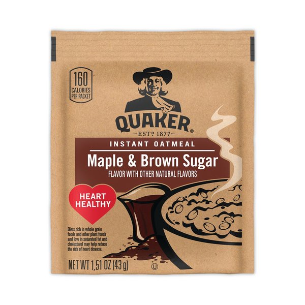 Quaker Instant Oatmeal, Maple and Brown Sugar, 1.51 oz Packet, 40PK 40102